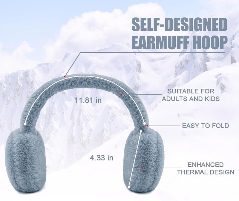YATANAM Women Ear Muffs Winter Girls White Earmuffs Fuzzy Kids Black Ear Muff Cute Fluffy Ear Warmers Foldable Ear Covers Boy - Image 4